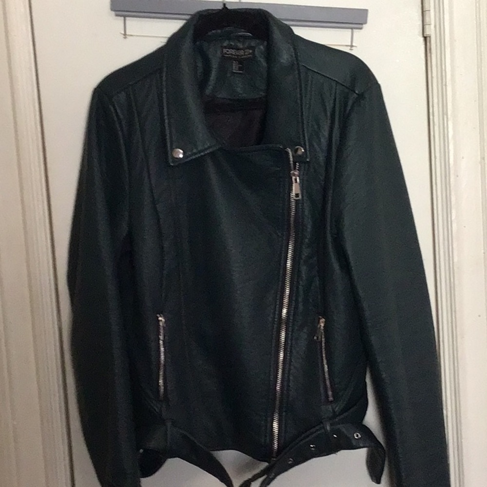 Forever 21+ Plus size Leather Zip-up Jacket with Removeable Belt.